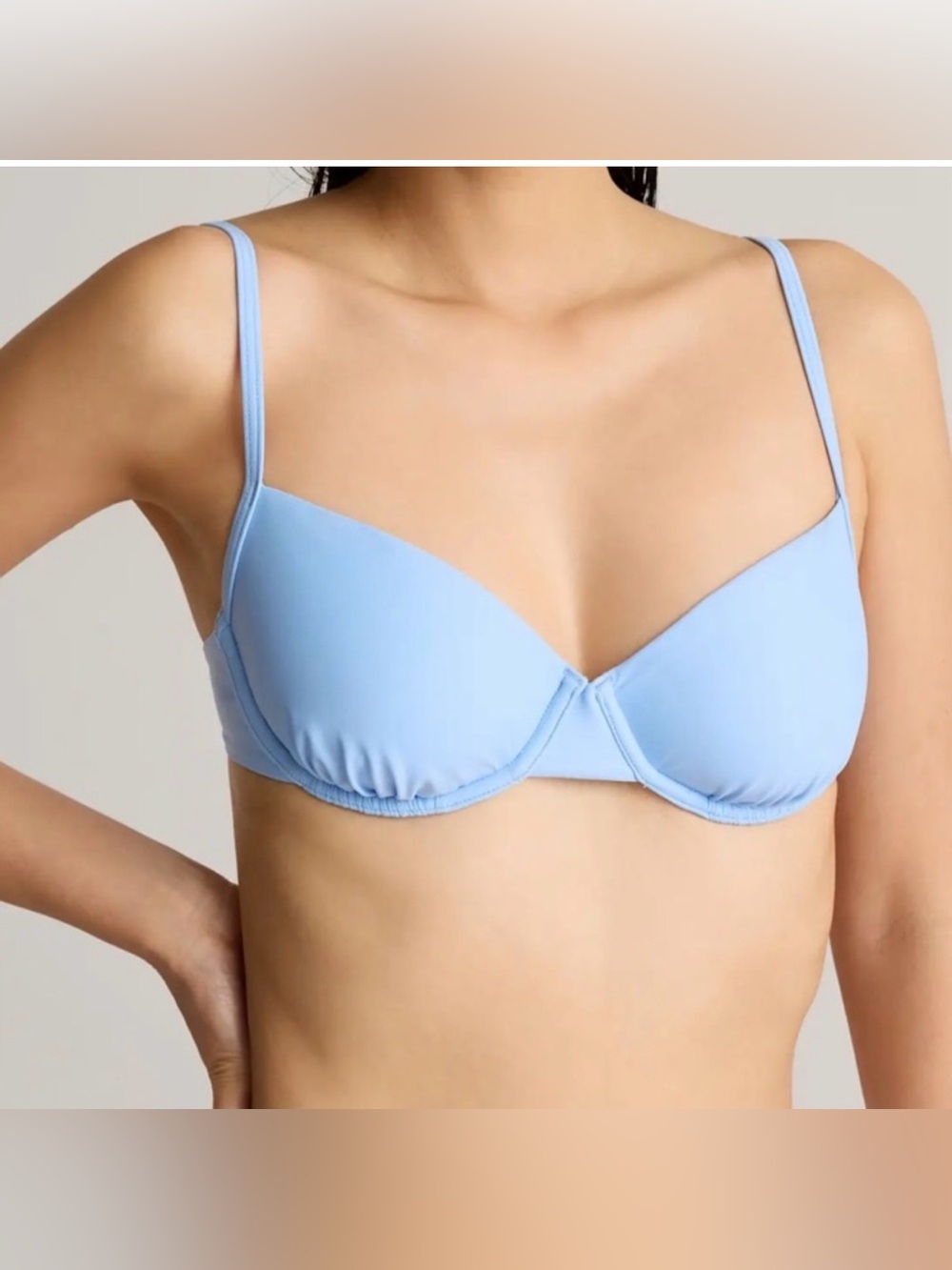 NWT QUINCE Italian Demi Bikini Top Clear Blue Sky